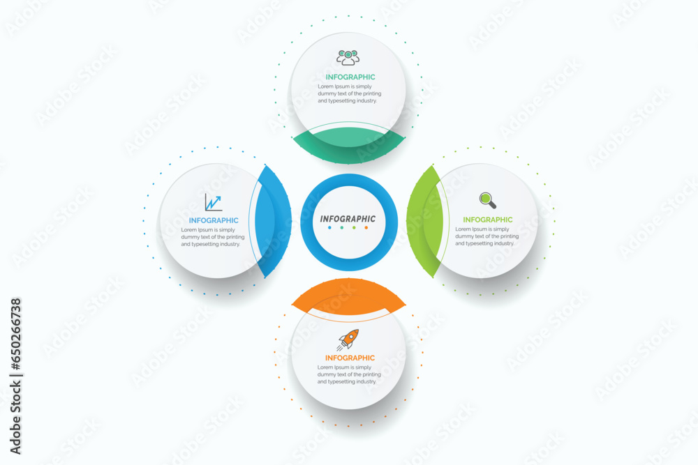 Infographic Label Design with Icons and 4 Options or Steps Infographics for Business Concept - obrazy, fototapety, plakaty 