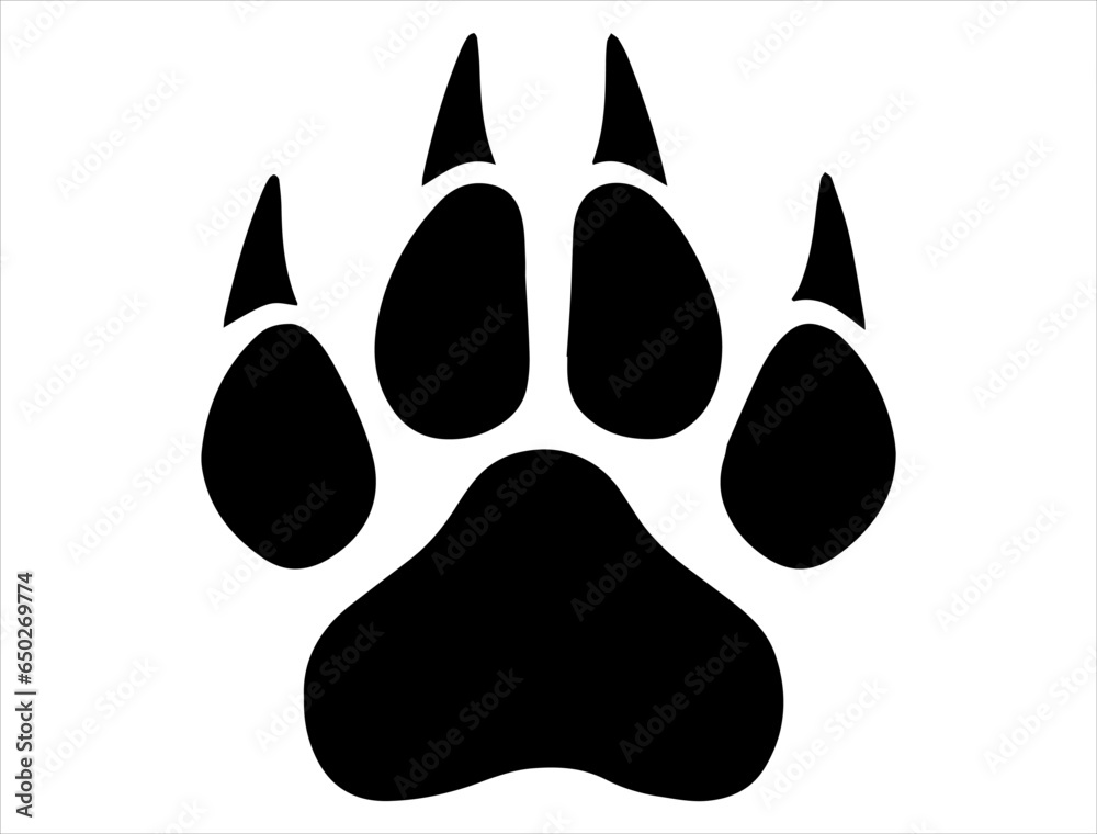 Panther paw silhouette vector art white background Stock Vector | Adobe