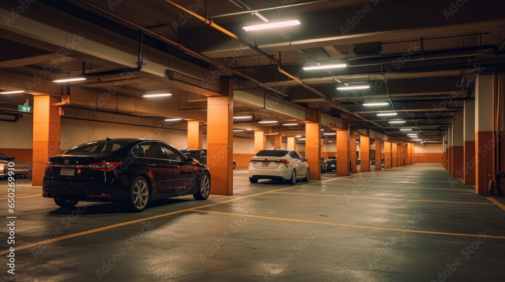 Obraz premium A modern basement parking area