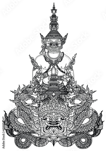 Tattoo art thai giant pattern literature hand drawing sketch