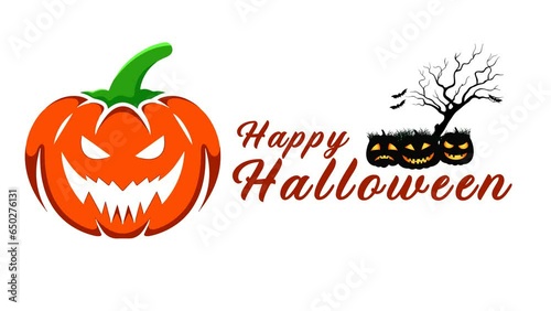 halloween decorative with bat and pumpkin background. seamless looping time-lapse virtual video animation background. photo