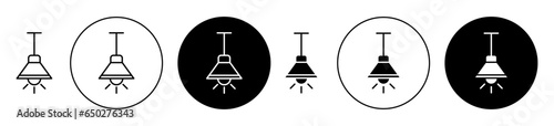chandelier icon set in black filled and outlined style. suitable for UI designs