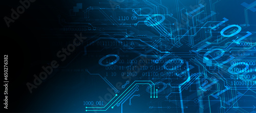 Abstract background on technological and scientific topics. Various techno details with using digital code.