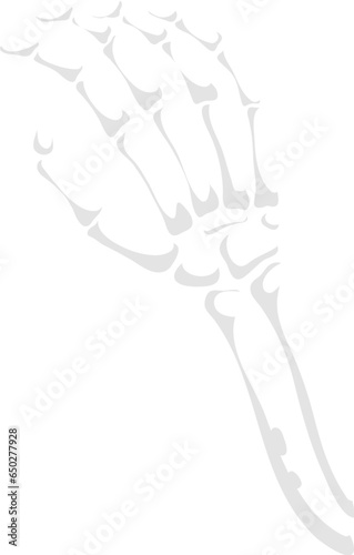 Skeleton hand gesture of Hi five or Bye sign with finger bones, vector silhouette icon. Skeleton hand or human body dead arm with welcome or farewell waving palm gesture sign of X-ray hand