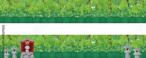 日本の植物の森の風景_シームレス