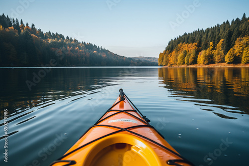 A canoe going on the lake