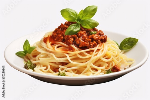 Vegan Spaghetti Bolognese On Isolated Transparent Background photo