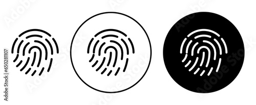 Touch ID icon set in black filled and outlined style. suitable for UI designs