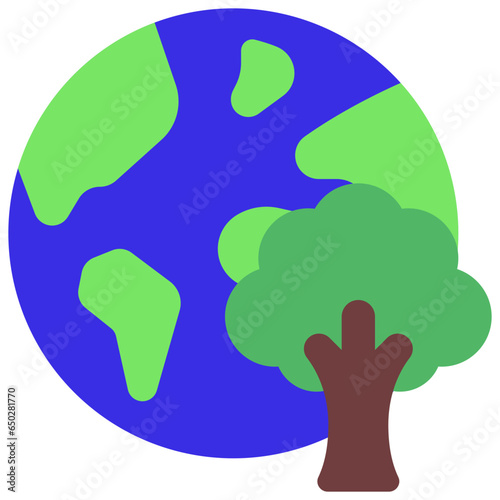 Tree With Earth Icon