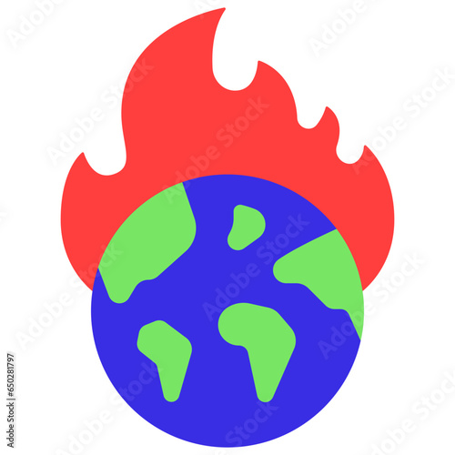 Earth On Fire Icon