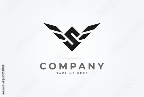 Initial VS or SV Wing logo. Modern letter V and S forming wing. Flat Design Logo Template. vector illustration