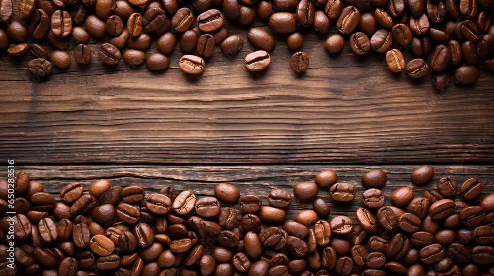  coffee beans on wooden background 