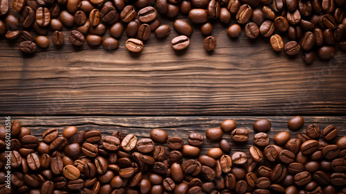  coffee beans on wooden background 