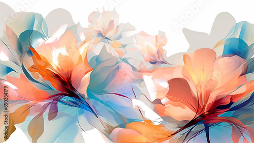 Abstract flowers art background vector. Luxury minimal style wallpaper flower and botanical leaves Watercolor. Vector background.