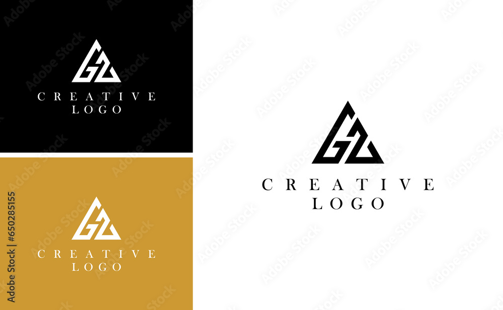 Simple Abstract GZ Logo Vector With Triangle Geometric Design Simple Abstract GZ Logo Vector With Triangle Geometric Design