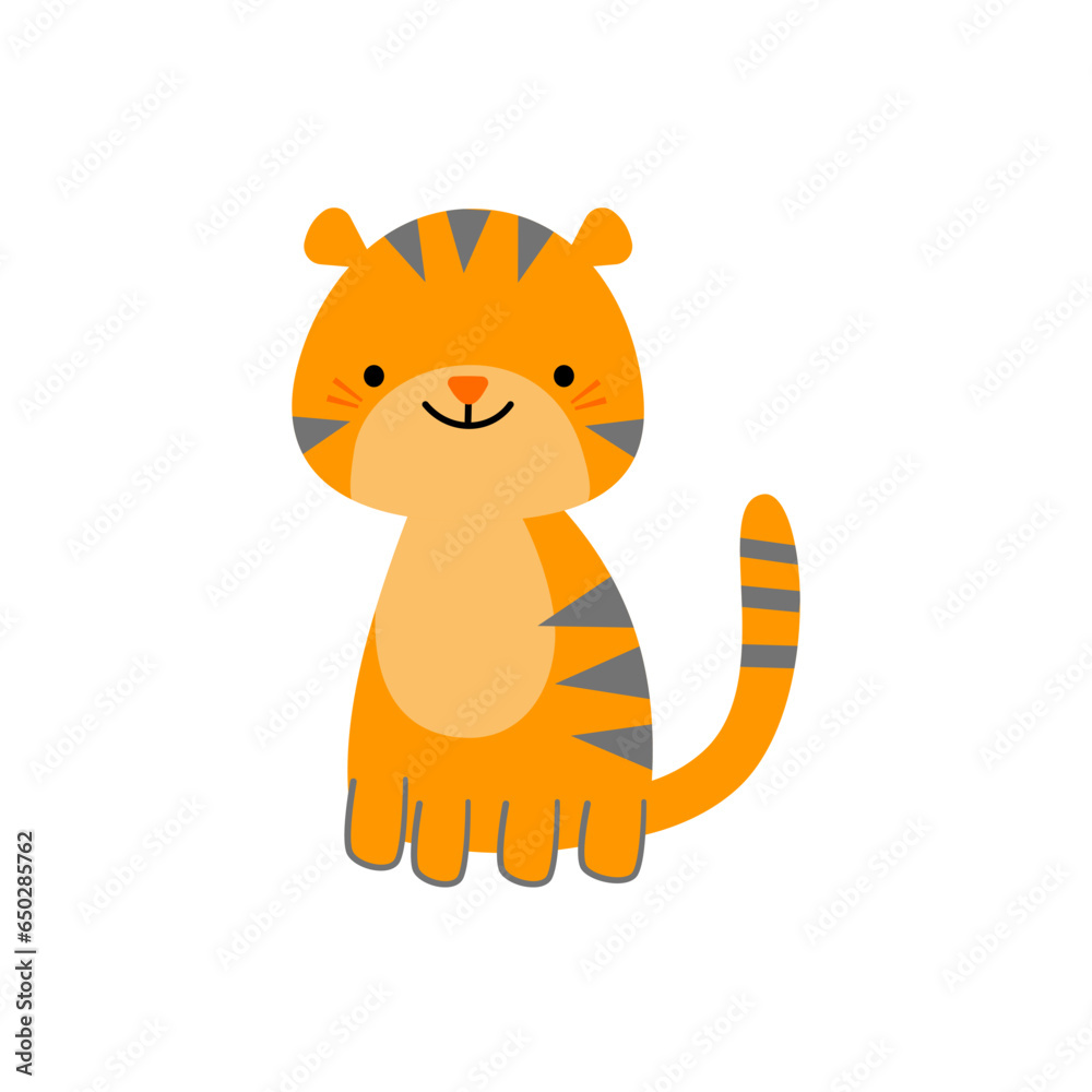 Cute tiger character hand draw isolated on white background. Cute tiger character hand draw isolated on white background.