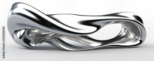 Abstract silver shape, 3d render, Generative AI