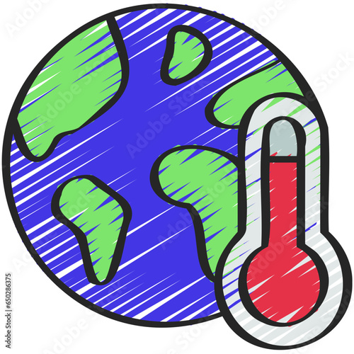 Global Warming Thermometer Icon