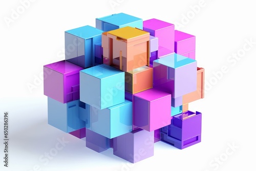 Colorful cubes  3d render  Generative AI