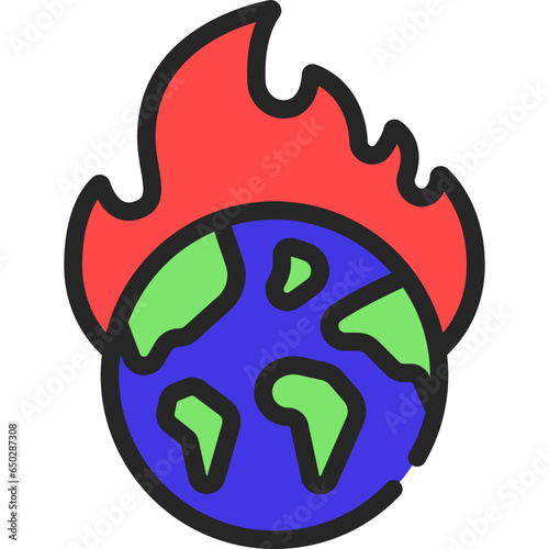 Earth On Fire Icon