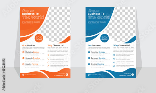 Corporate modern business flyer template design set, minimal business flyer template or eye catching flyer design, flyer in A4 with colorful business proposal, modern with red and purple flyer