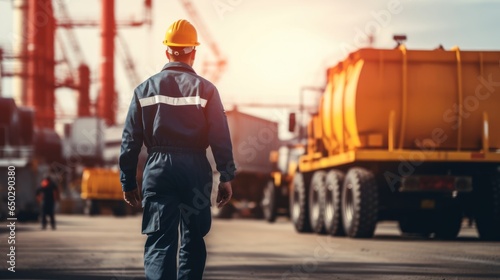 Engineer technical working to checklist and maintenance machine at petroleum oil construction .