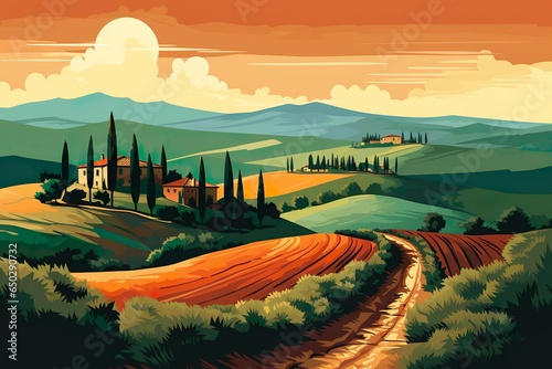 ora l'immagine rappresenta, un poster vintage, che rappresenta la lombardia in italia, stile vettoriale, colori piatti