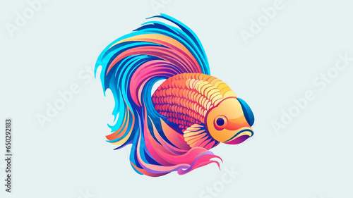 Modern colorful betta fish logo, fish mascot e-sport logo. Vector Illustration.