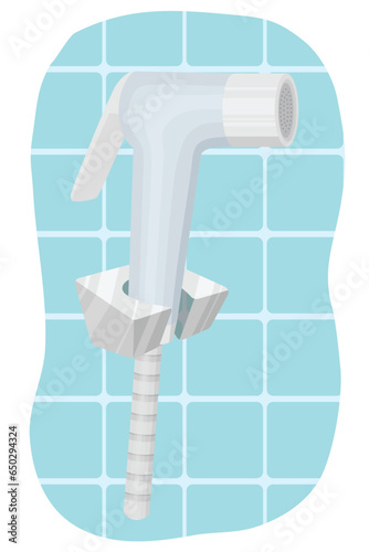 illustration of a bidet shower, bidet spray, health faucet in the toilet.