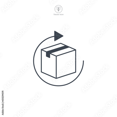 Cardboard Box with Return Arrow icon symbol vector illustration isolated on white background