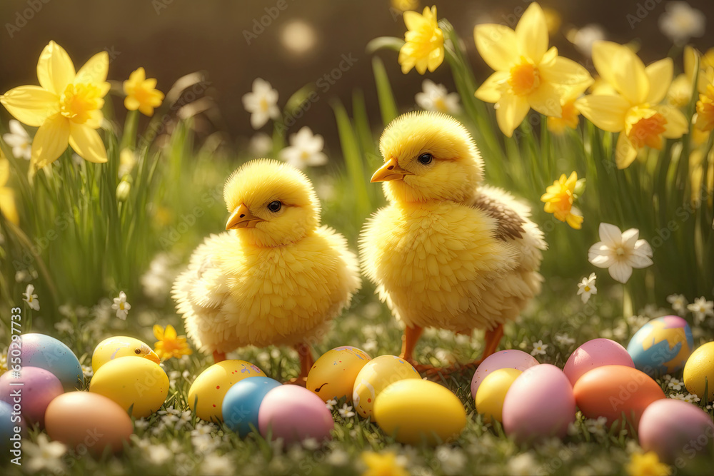 Happy Easter holiday greeting card background. ai generative Happy Easter holiday greeting card background. ai generative