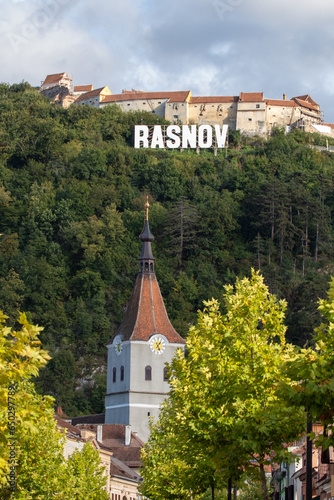Beautiful view of Rasnov Fortress in Rasnov Town at summer, Romania