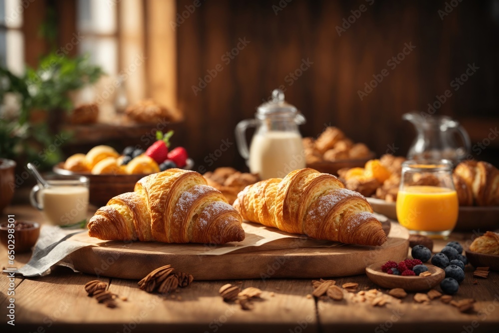 Food bakery bake breakfast photography background. ai generative