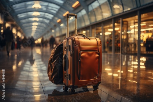 photo of the suitcase lying in the airport