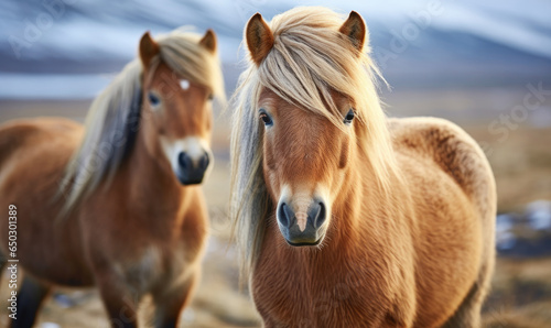 Two Icelandic Luscious-maned horses.