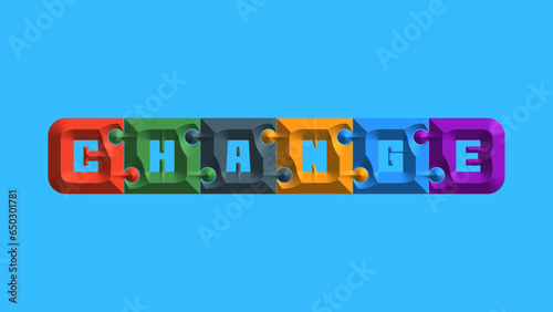 Jigsaw puzzle pieces with word 'change'
