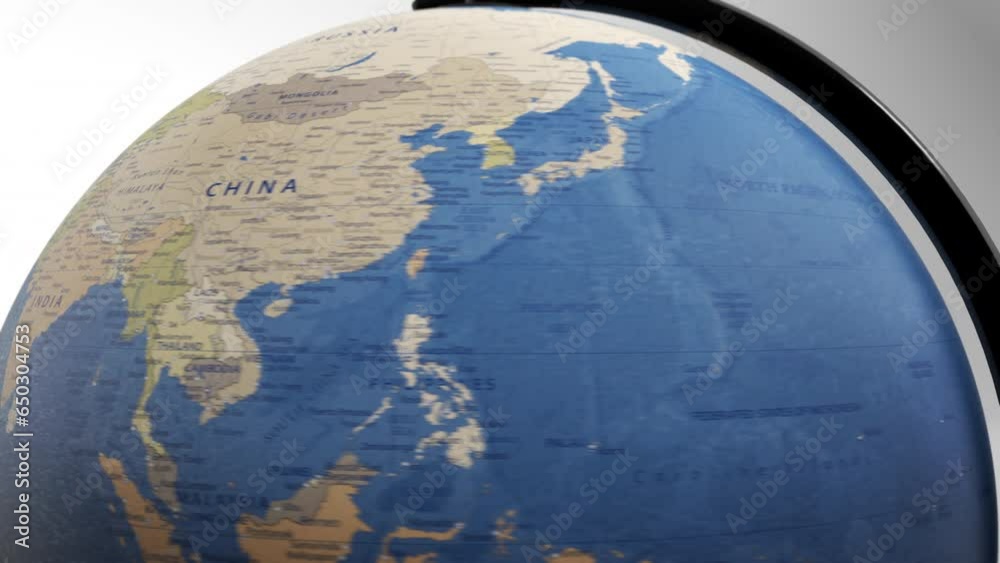 Atlas map of the world globe spinning zooming in and focusing on the country of India, Indian. Showing area, motion video stock in HD and 4K 