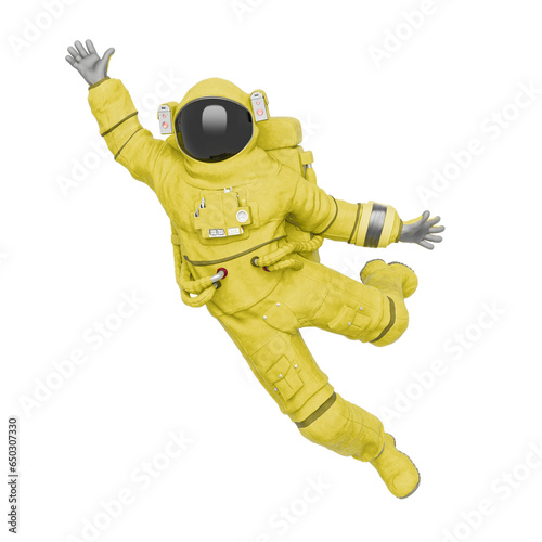astronaut is jumping to the side
