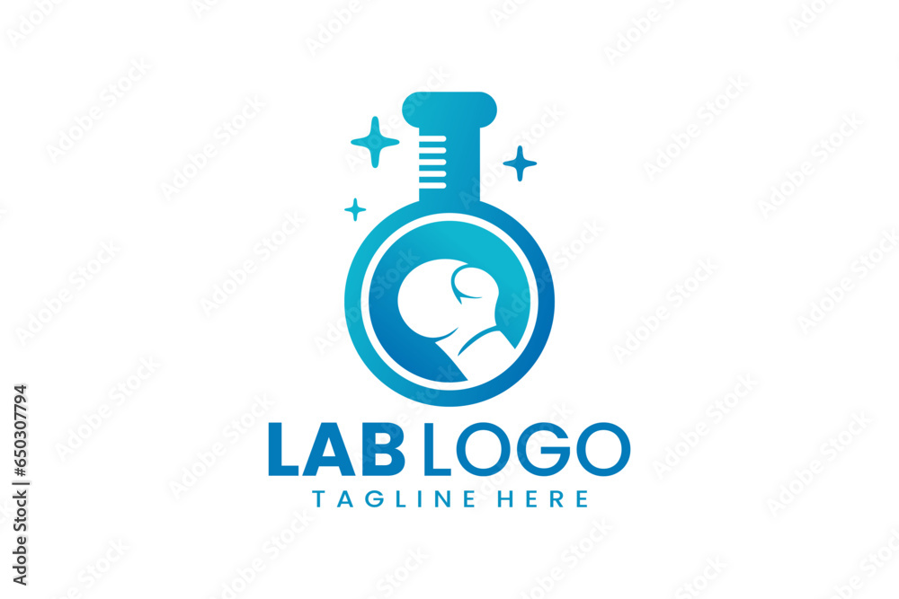 Flat modern simple boxing laboratory logo template icon symbol vector design illustration