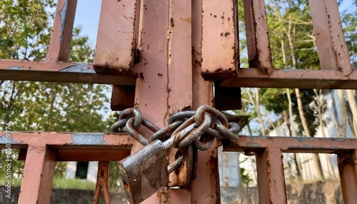 close up of chain and gate padlock