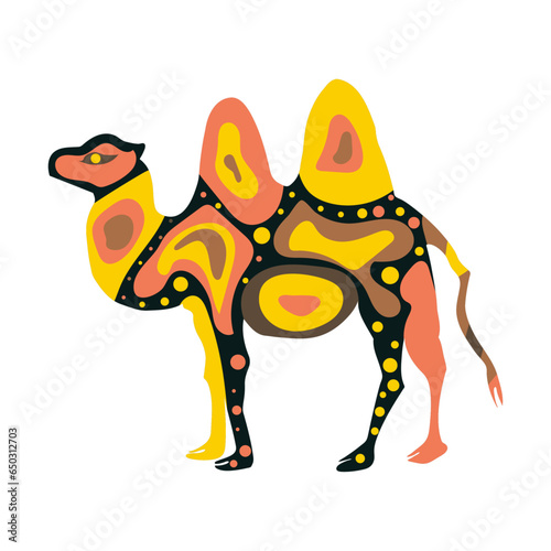 Cute multicolored camel with pattern polka dot. One from the collection for kids. Vector illustration