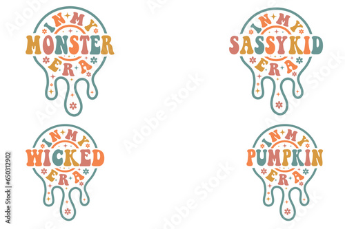  In my Monster era, In my sassy kid era, In my wicked era, In my pumpkin era retro wavy bundle T-shirt