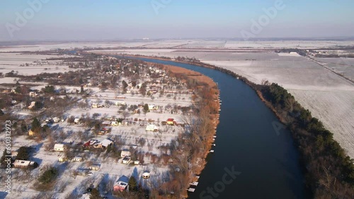 Aerial footage of a nature reserve in a winter time
