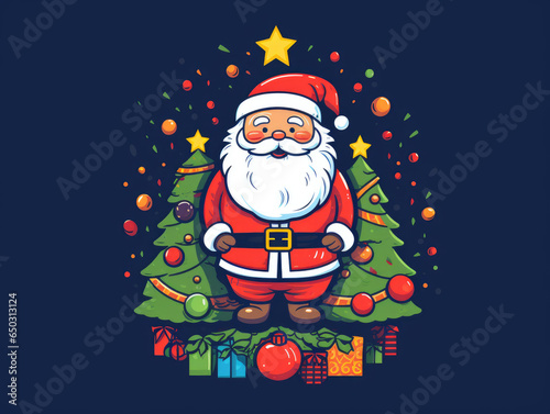 Christmas tree and Santa Clausmaranao artlogo, cute and colorful photo