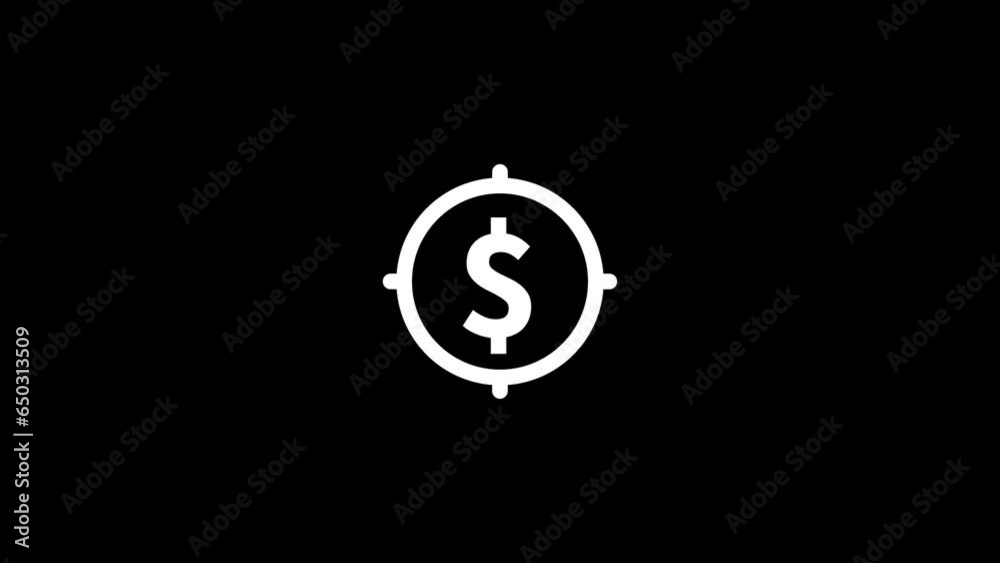 Dollar sign icon, on circle pointer animation background. k1_1241 Dollar sign icon, on circle pointer animation background. k1_1241
