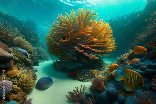 coral reef and diver © Rai