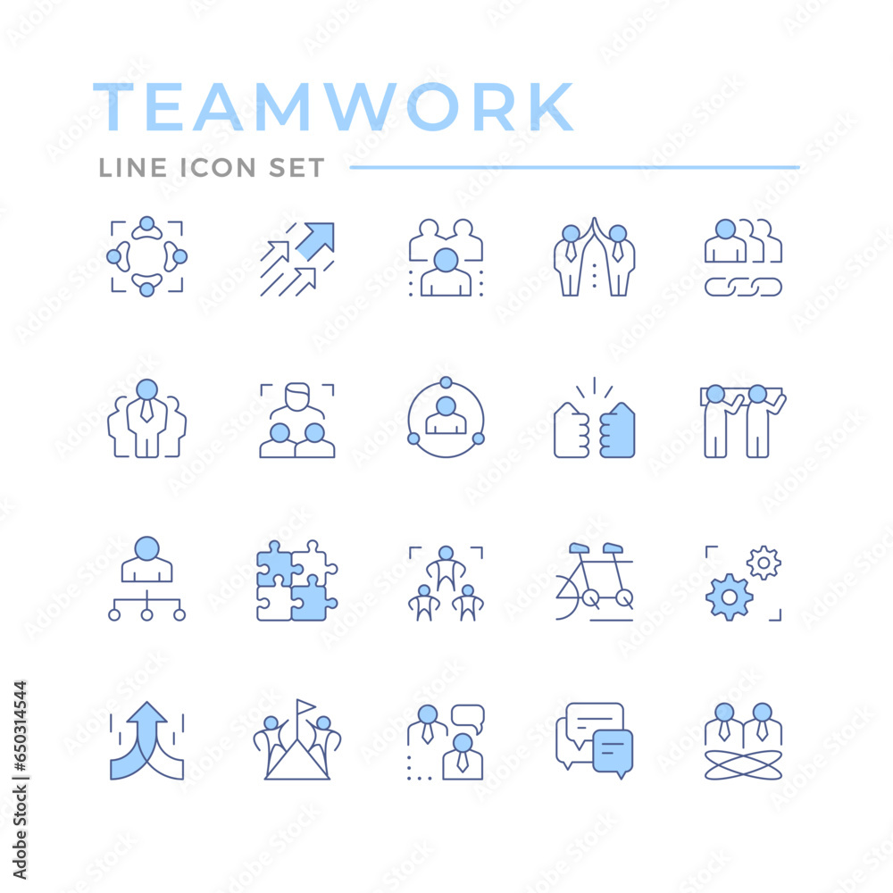 Set color line icons of teamwork