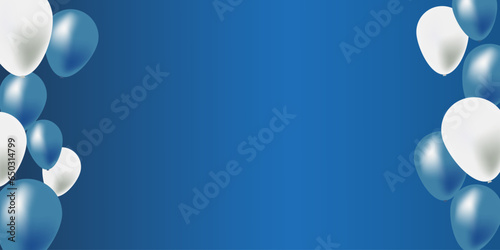 Blue Celebrate Background With Beautiful Blue and white Balloons Vector Illustration