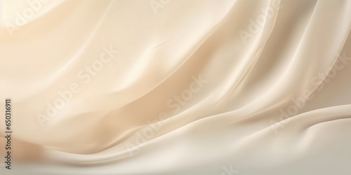 Closeup of rippled white silk fabric cloth texture background.
