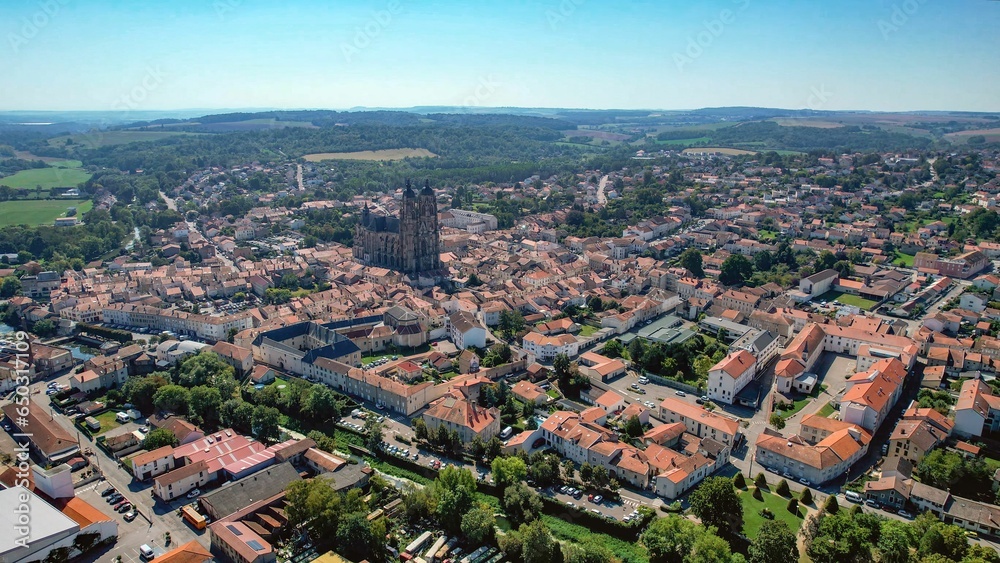 Aerial view of the city Saint-Nicolas-de-Port in France on a sunny day in summer.